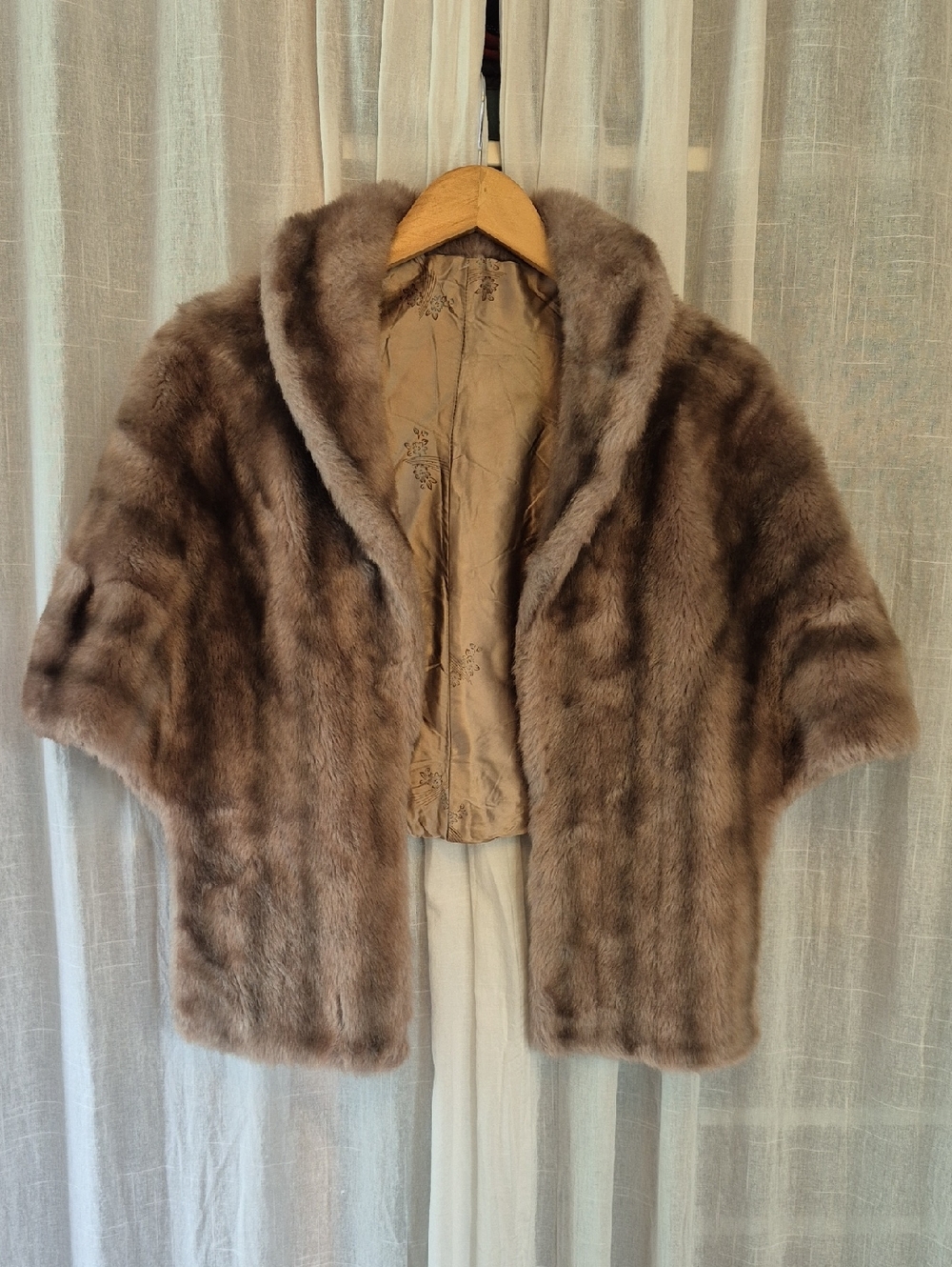 Vintage Brown Mink Short Cape Jacket